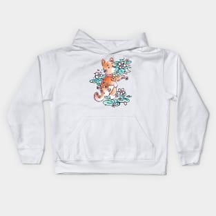 Shiba Inu with Cherry Blossoms in Watercolor Kids Hoodie